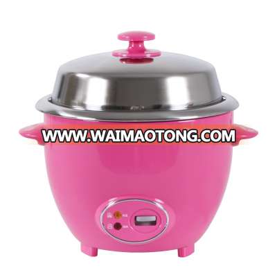 Pink color stainless steel inner pot and lid rice cooker